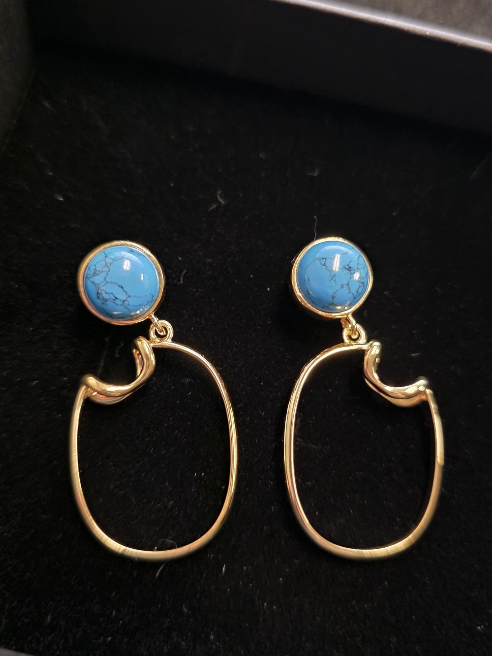 Sophie Blake New York Rumor Earrings in 14K Gold Plated Turquoise NIB